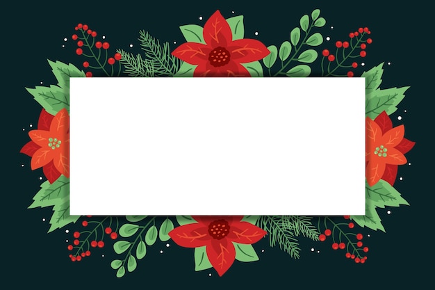 Free vector winter flowers with empty banner