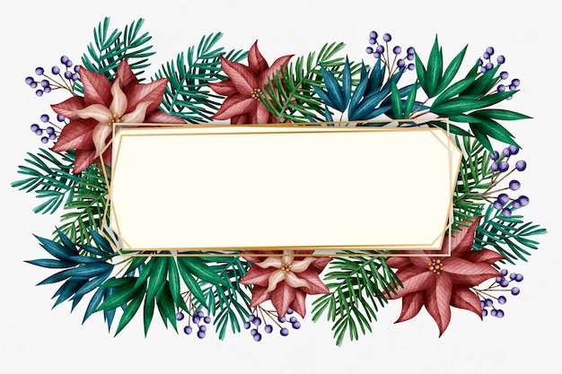 Free vector winter flowers with empty banner