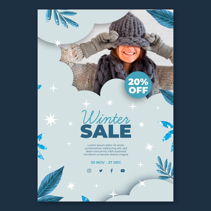 Free Vector winter flyer a5 vertical