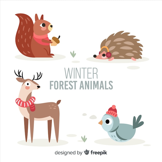 Free vector winter forest animal collection