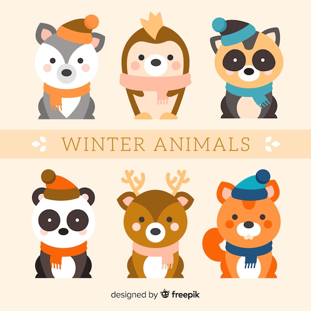 Free vector winter forest animal collection