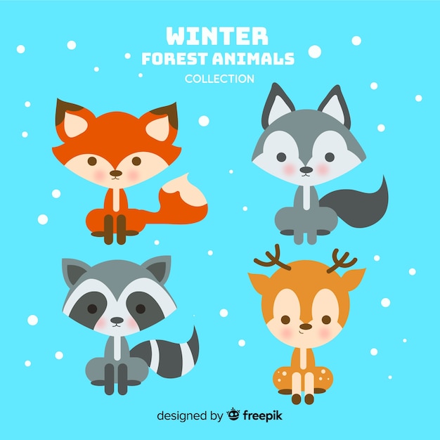 Free Vector winter forest animal collection