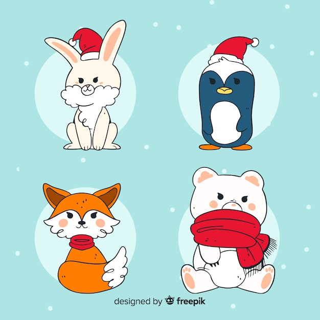 Free vector winter forest animal collection