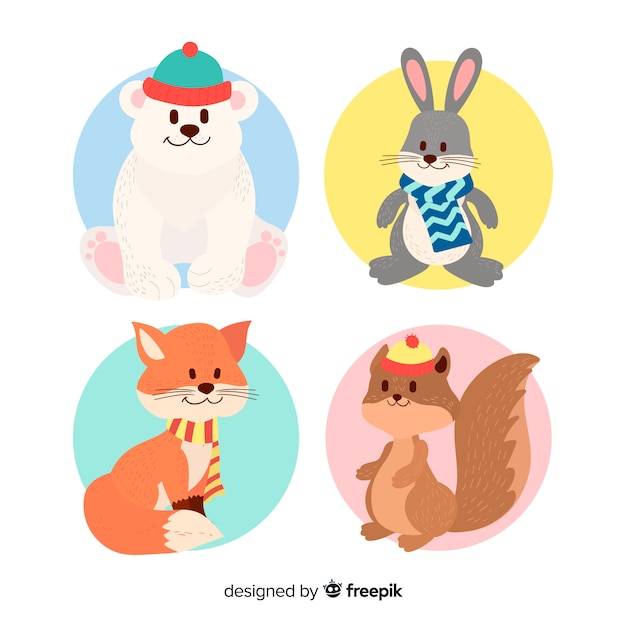 Free vector winter forest animal collection