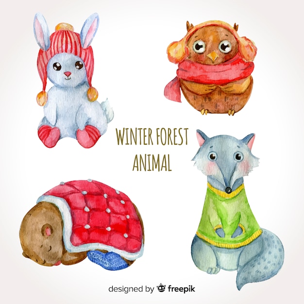 Winter forest animal collection