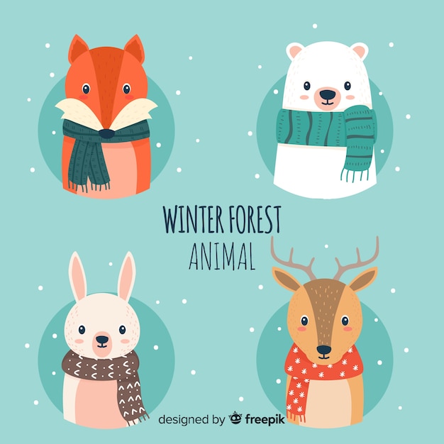 Free vector winter forest animal pack