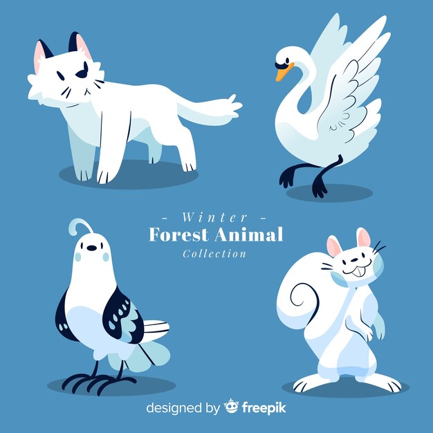 Winter forest animals collection