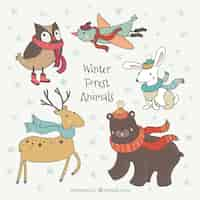 Free vector winter forest animals