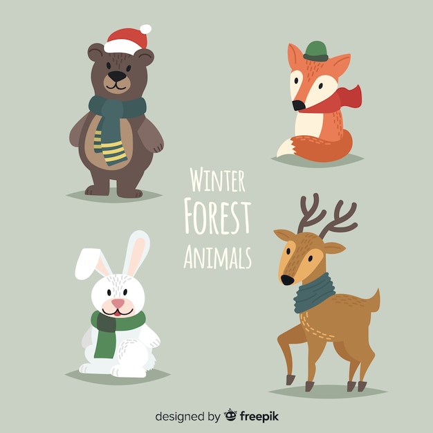 Free vector winter forest animals