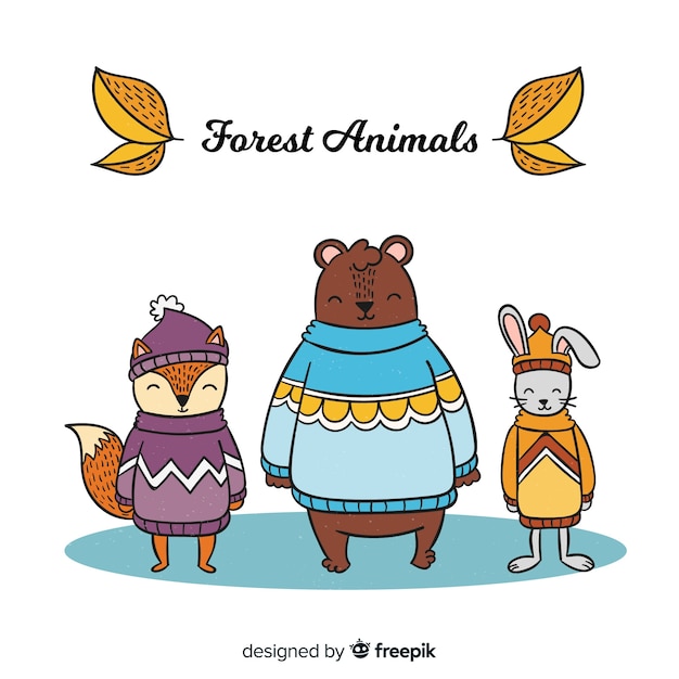 Winter forest animals