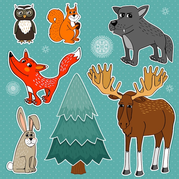 Free vector winter forest animals