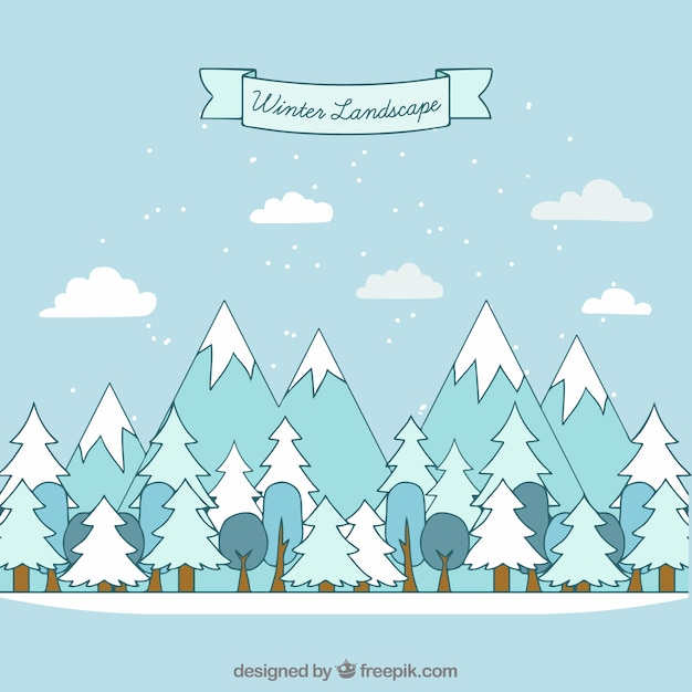 Free vector winter forest landscape