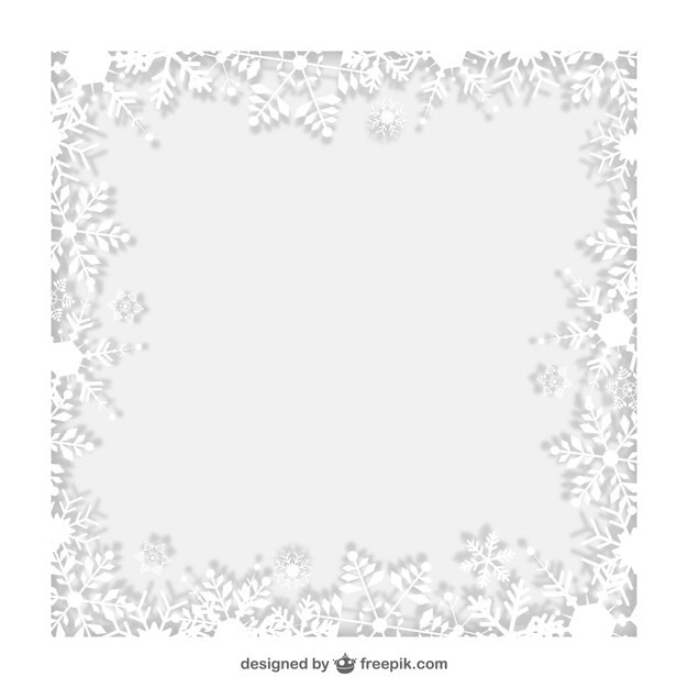 Winter frame with white snowflakes
