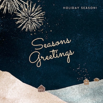 Winter holiday facebook post template, greetings for social media vector