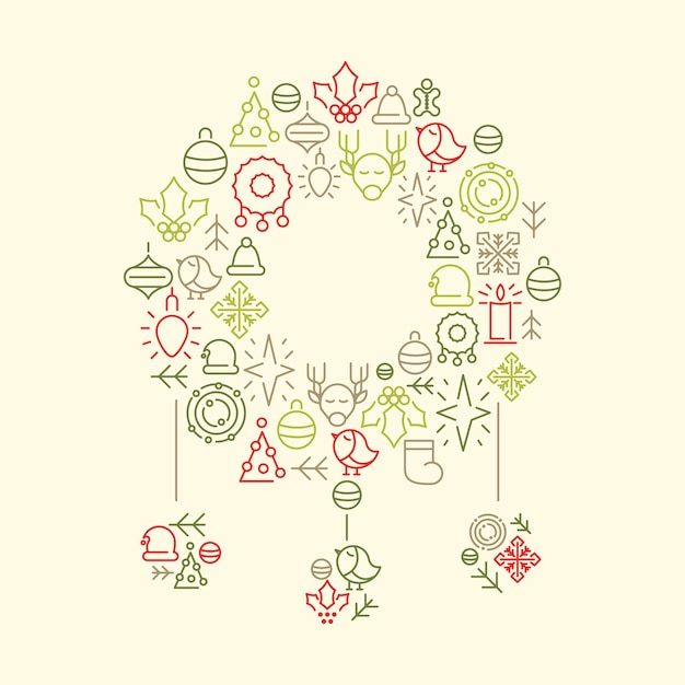 Free vector winter holidays icons set in form of christmas toy on white doodle illustration