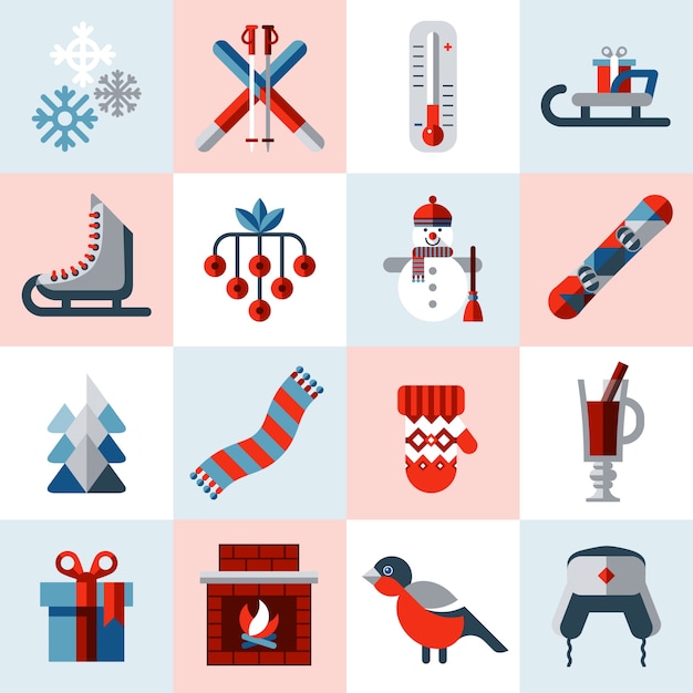 Free vector winter icons set