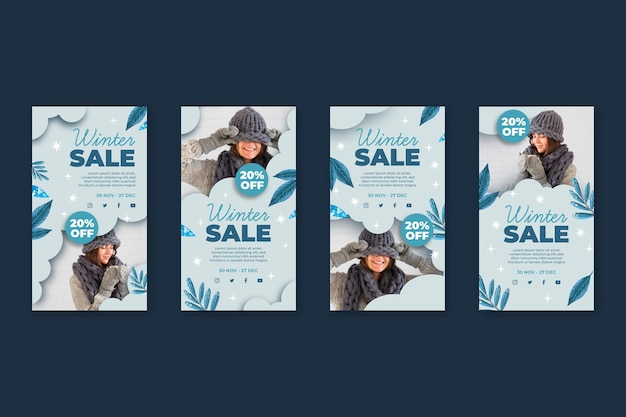 Free vector winter ig stories collection