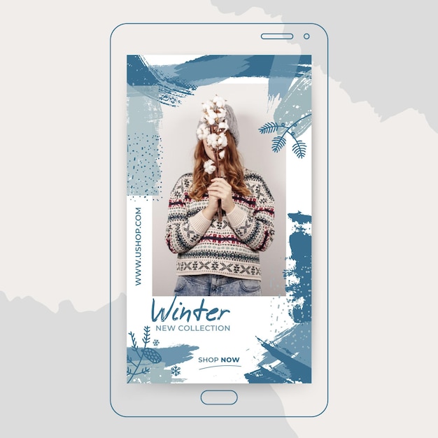 Free vector winter instagram story template