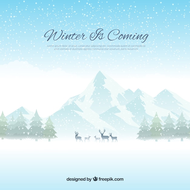 Winter is coming flat background