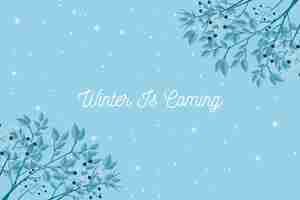 Free vector winter is coming text on blue background