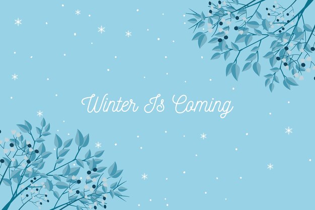 Winter is coming text on blue background