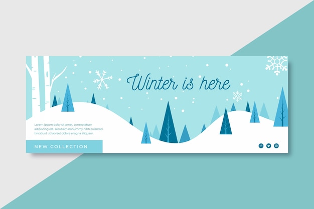 Free vector winter is here facebook cover template