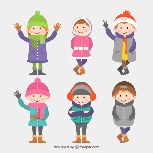 Бесплатное векторное изображение Зимние дети