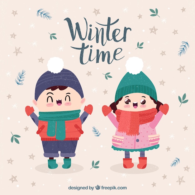 Free vector winter kids