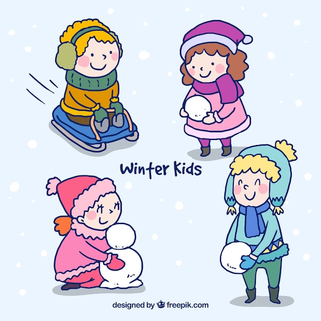 Free vector winter kids