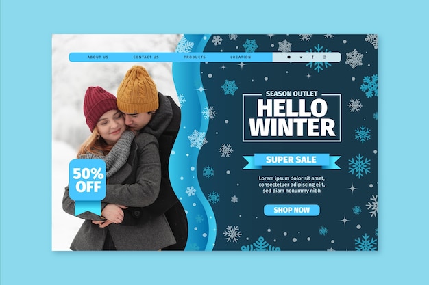 Free vector winter landing page concept