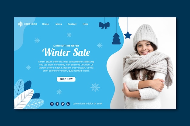 Free vector winter landing page template