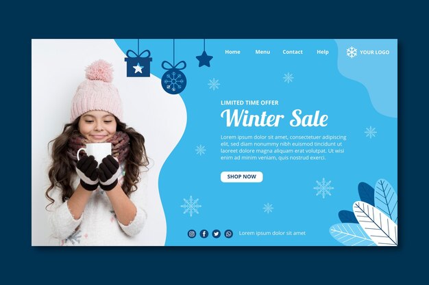 Free vector winter landing page template