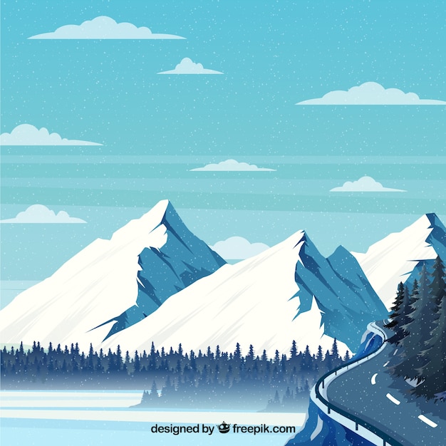 Бесплатное векторное изображение Зимний пейзаж