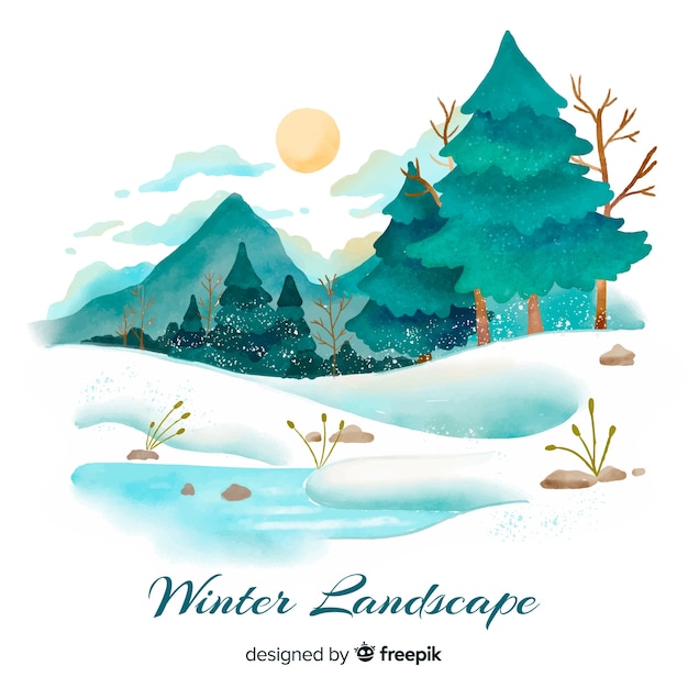 Free vector winter landscape background