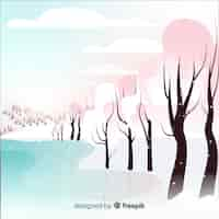 Free vector winter landscape background