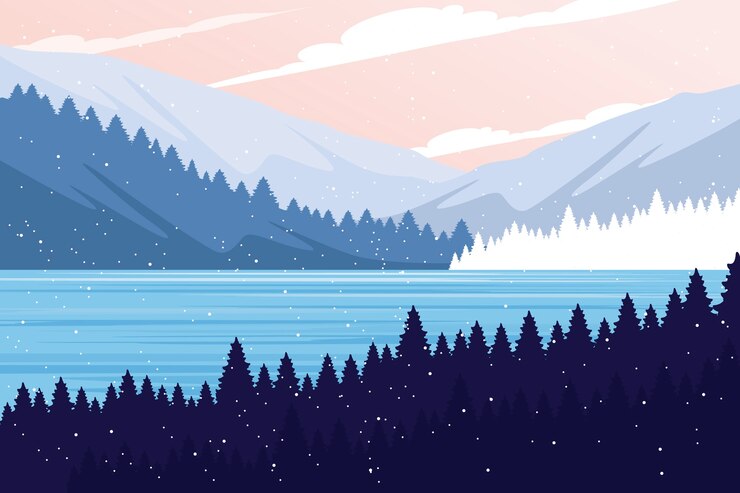 Free Vector winter landscape concept in flat design