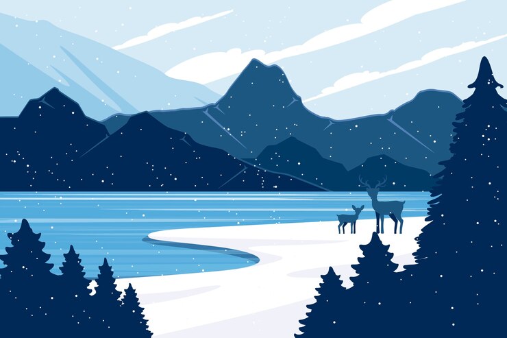 Free Vector winter landscape concept in flat design