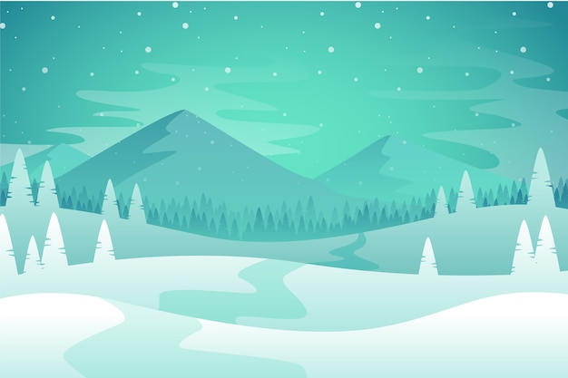 Winter landscape concept in flat design