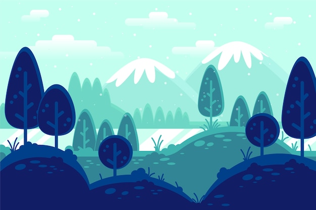 Winter landscape concept in flat design