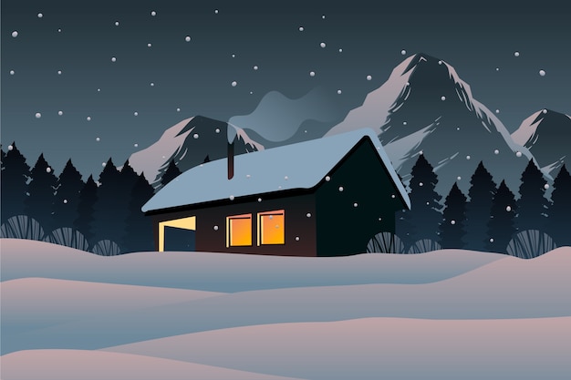 Free vector winter landscape concept in hand drawn