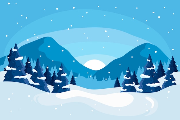 Free vector winter landscape concept in hand drawn