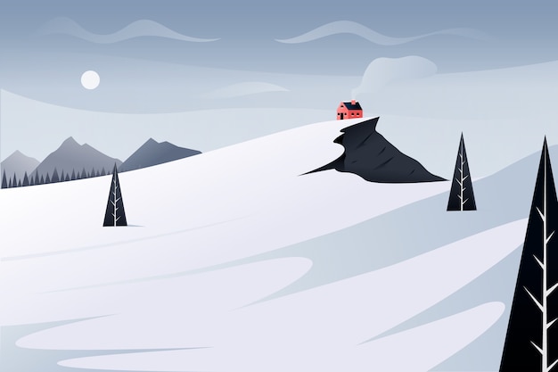 無料ベクター 手描きの冬の風景のコンセプト