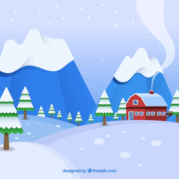 Winter landscape in flat design