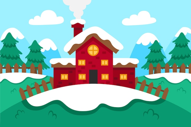 Free vector winter landscape in flat design