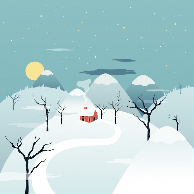 Free vector winter landscape in flat design