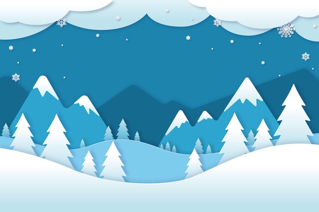 Free vector winter landscape in paper style