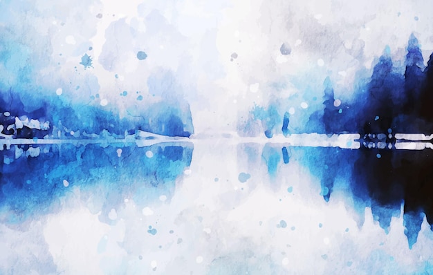 Free vector winter landscape watercolor background