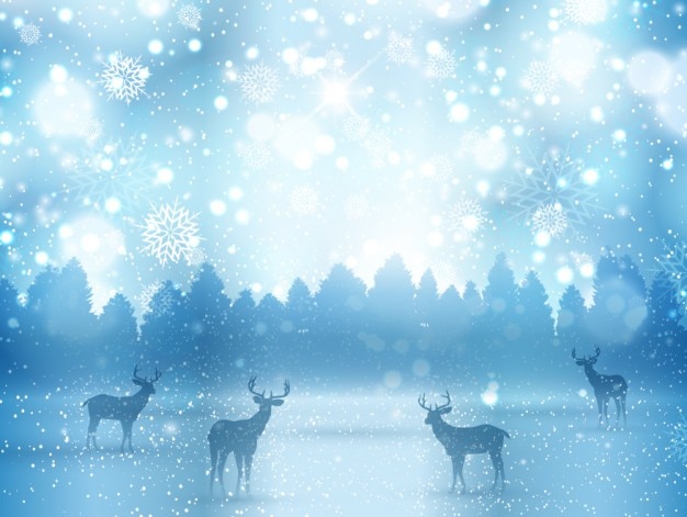 Free vector winter landscape with deers