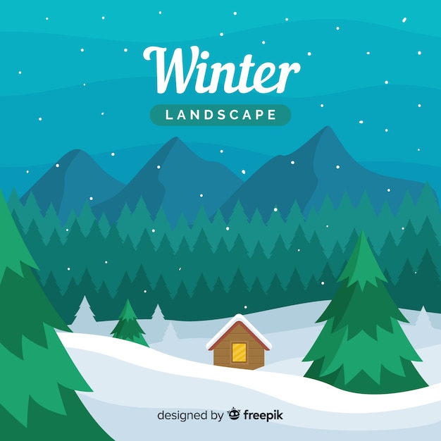 Winter landscape with flat design