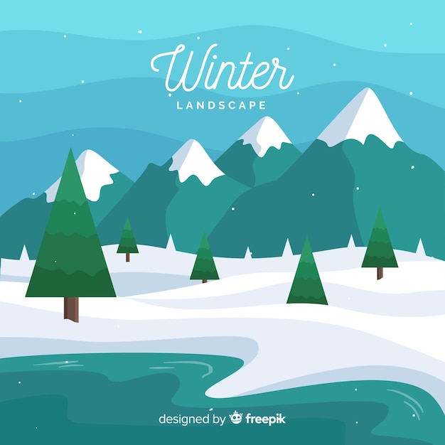 Free vector winter landscape with flat design